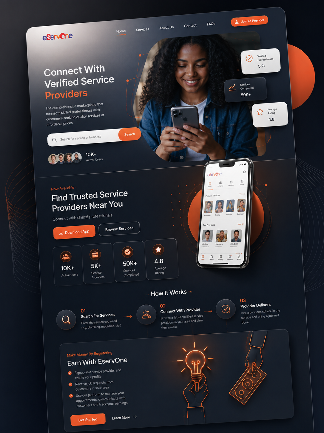 EservOne admin dashboard